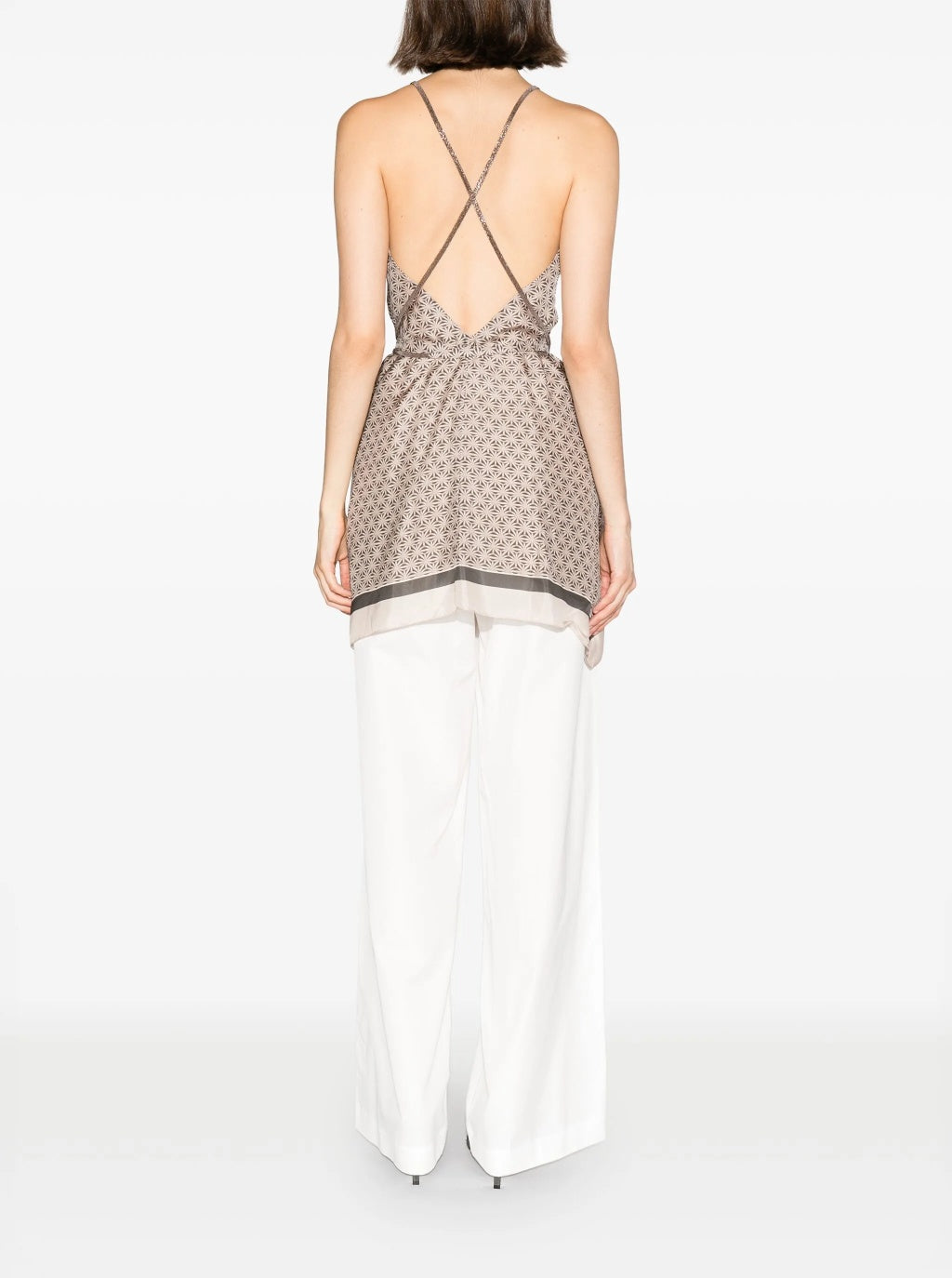 Brunello Cucinelli Brunello Cucinelli Geometric-Print Silk Top