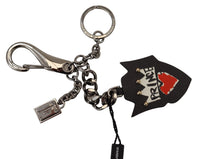 Dolce & Gabbana Dolce & Gabbana Black Prince Studs Logo Silver Brass Men's Keychain