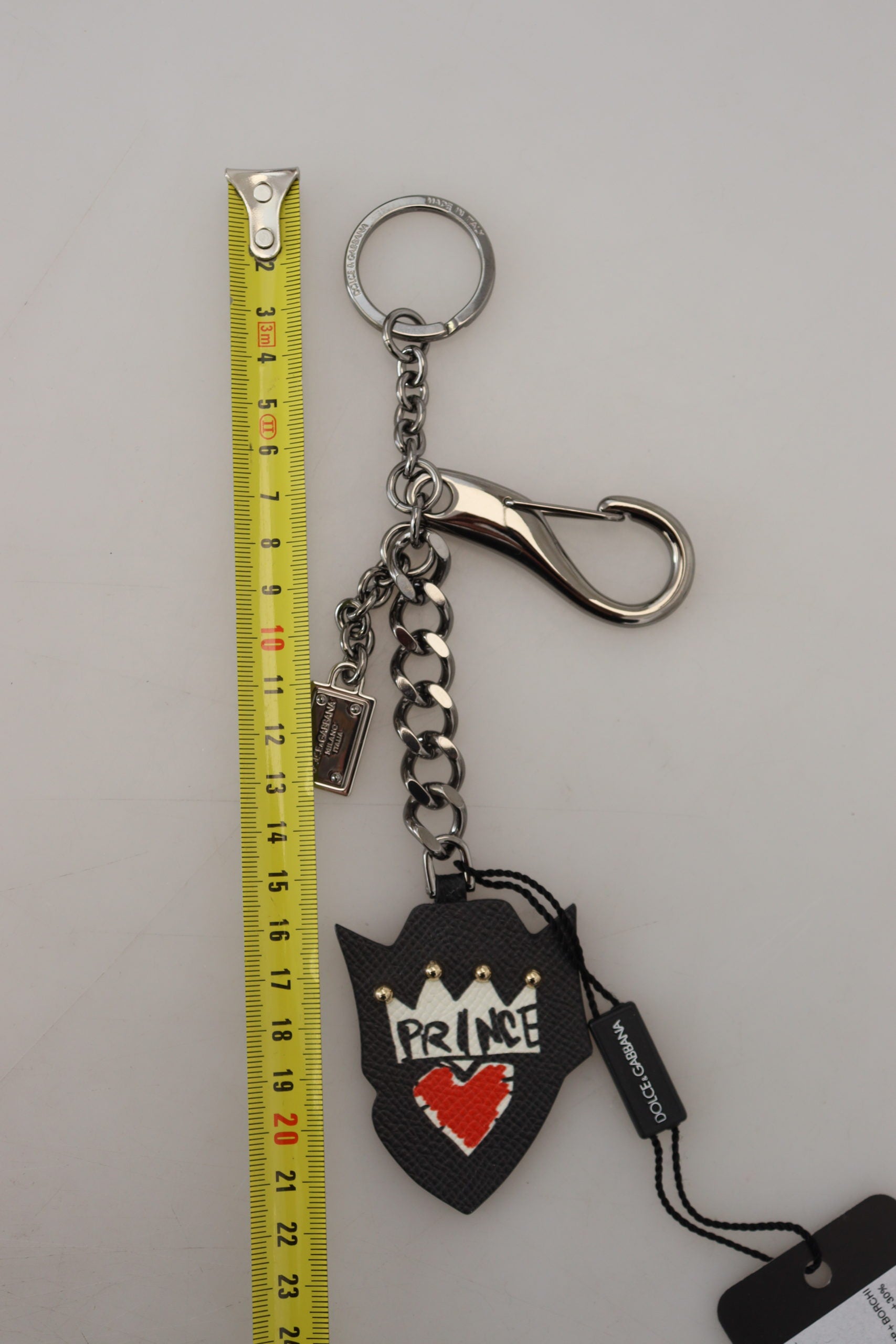 Dolce & Gabbana Dolce & Gabbana Black Prince Studs Logo Silver Brass Men's Keychain