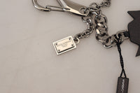 Dolce & Gabbana Dolce & Gabbana Black Prince Studs Logo Silver Brass Men's Keychain