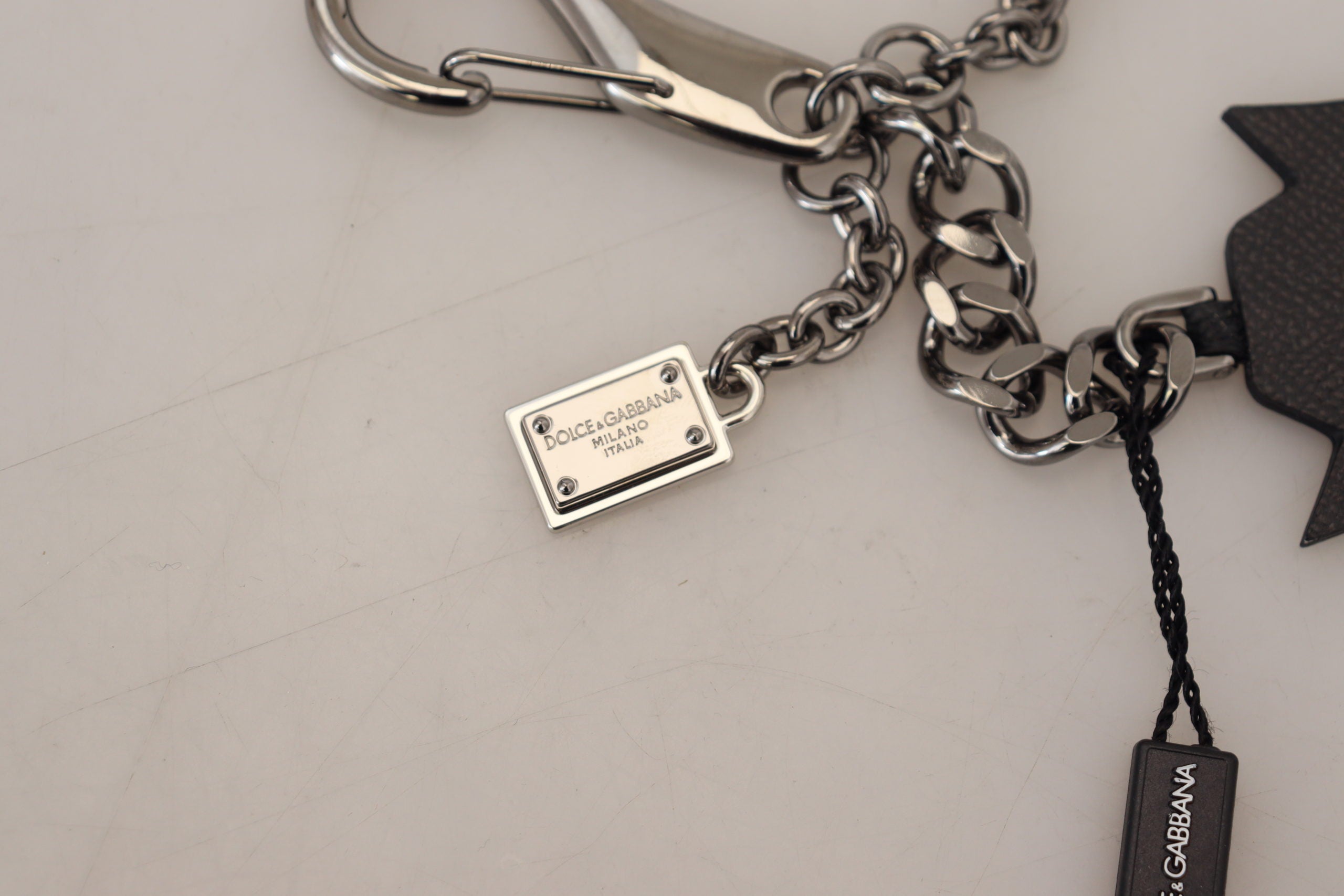 Dolce & Gabbana Dolce & Gabbana Black Prince Studs Logo Silver Brass Men's Keychain