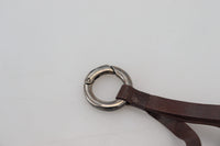 Costume National Brown Leather Silver Tone Metal Keyring Women's Keychain