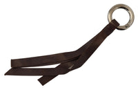 Costume National Costume National Brown Leather Silver Tone Metal Keyring Women's Keychain