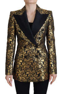 Dolce & Gabbana Dolce & Gabbana Black Gold Jacquard Coat Blazer Women's Jacket