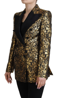 Dolce & Gabbana Dolce & Gabbana Black Gold Jacquard Coat Blazer Women's Jacket