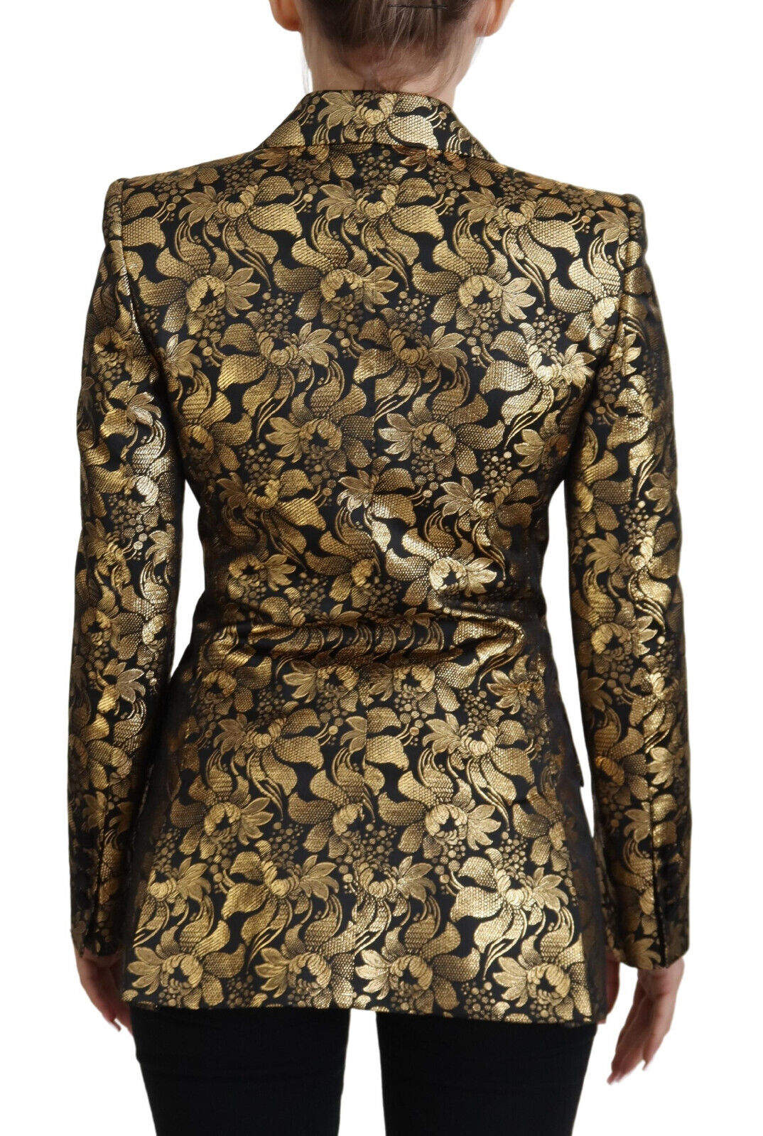 Dolce & Gabbana Dolce & Gabbana Black Gold Jacquard Coat Blazer Women's Jacket