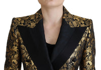 Dolce & Gabbana Dolce & Gabbana Black Gold Jacquard Coat Blazer Women's Jacket