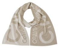 Costume National Beige White Logo Wrap Warmer Shawl Women's Scarf