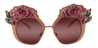 Dolce & Gabbana Dolce & Gabbana Pink Gold Rose Sequin Embroidery DG2202 Women's Sunglasses