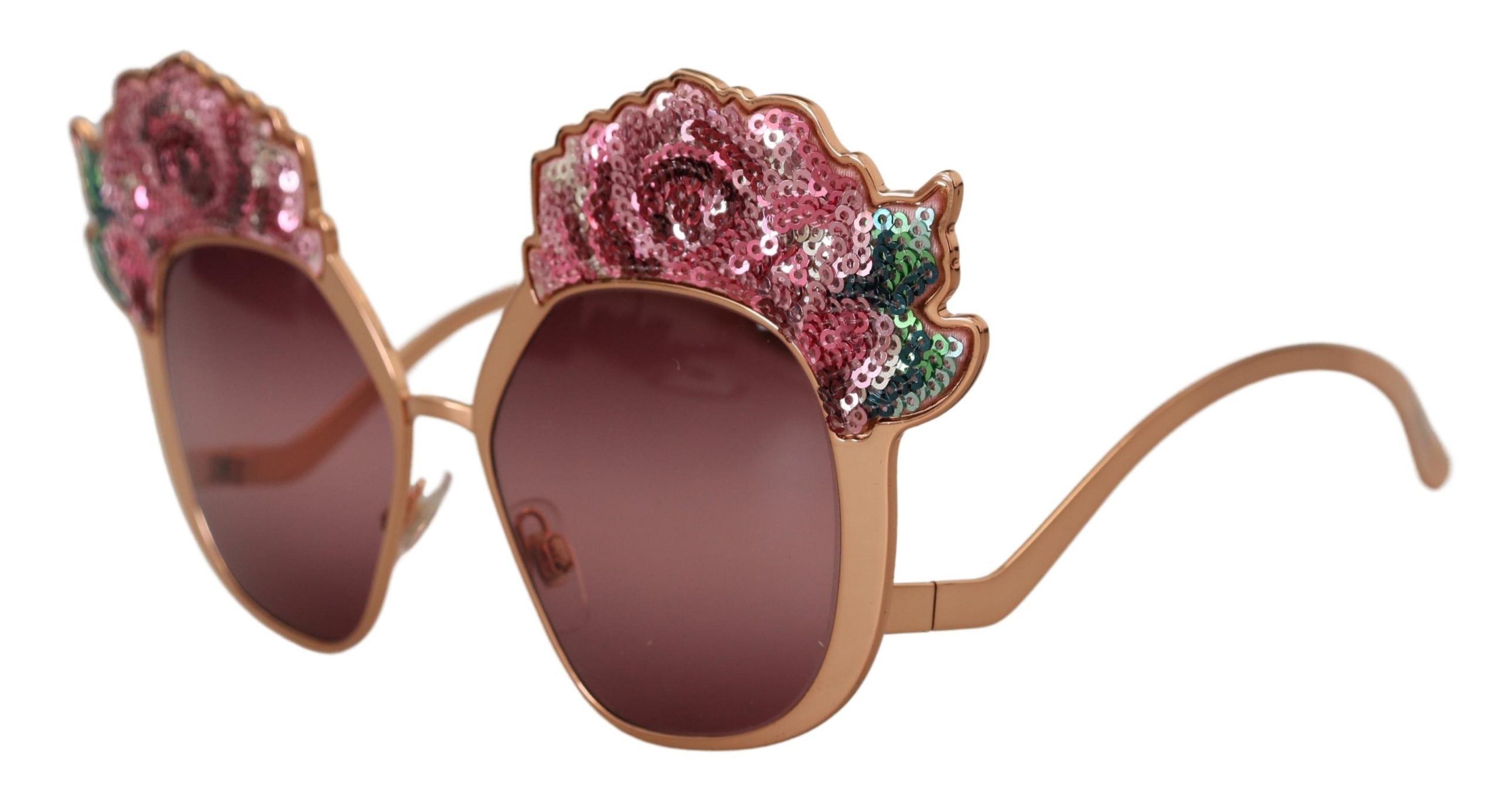 Dolce & Gabbana Dolce & Gabbana Pink Gold Rose Sequin Embroidery DG2202 Women's Sunglasses