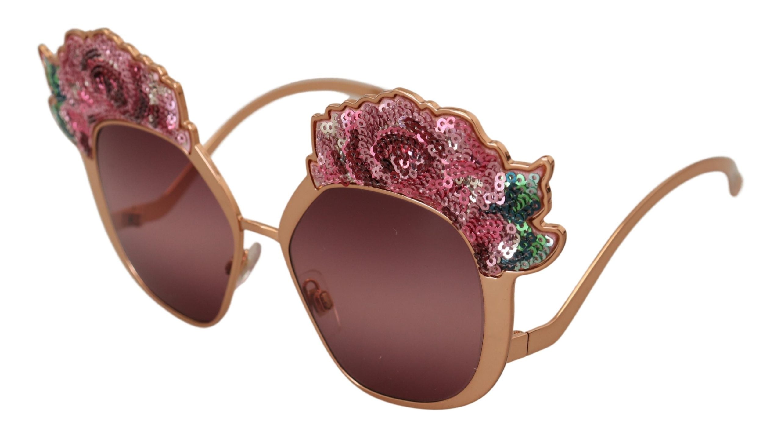 Dolce & Gabbana Dolce & Gabbana Pink Gold Rose Sequin Embroidery DG2202 Women's Sunglasses