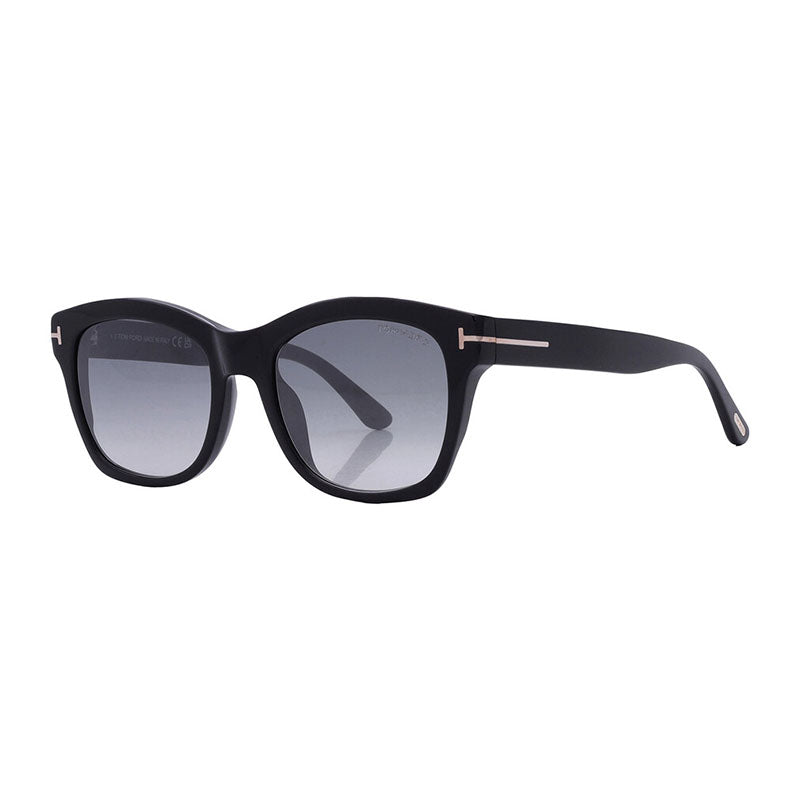 Tom Ford Sunglasses Cat Eye Full Rim, Shiny Black Frame and Gradient Burgundy Polarized Lens FT061401H