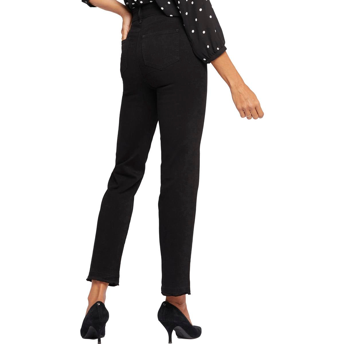 Womens Raw Hem Denim Straight Leg Jeans
