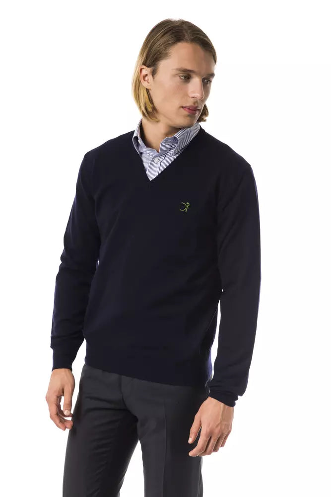 Uominitaliani Blue Merino Wool Men Men's Sweater