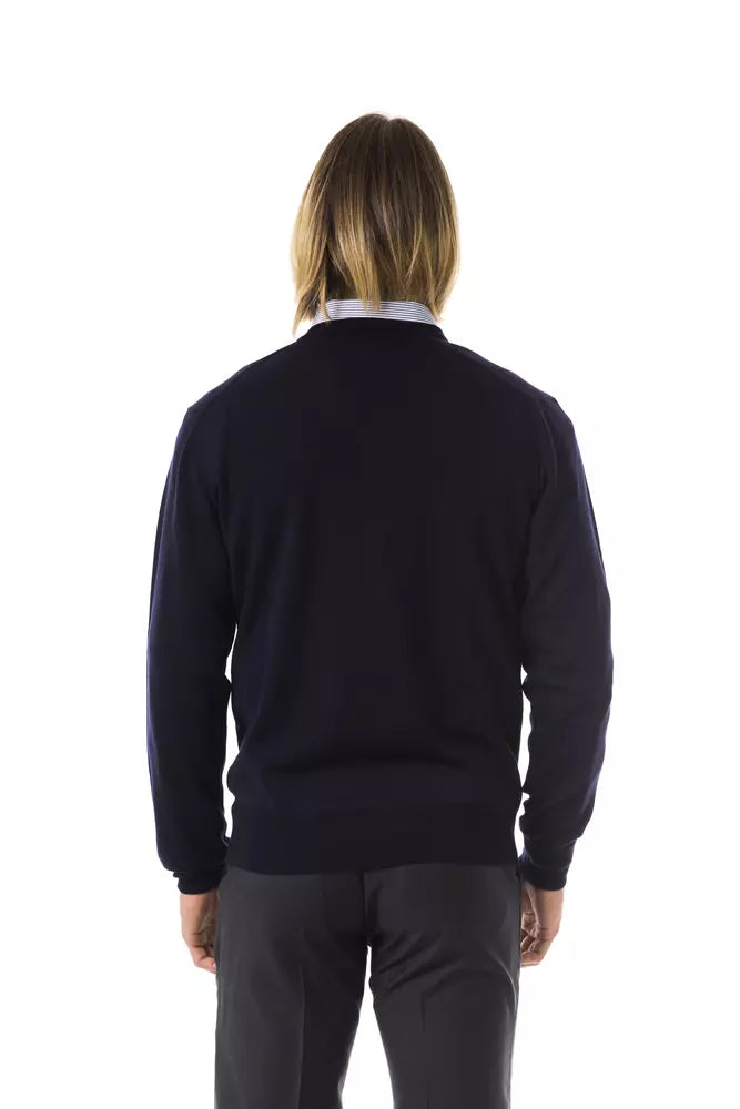 Uominitaliani Blue Merino Wool Men Men's Sweater