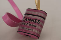 Dolce & Gabbana Dolce & Gabbana Pink Black Leather Strap Gold Metal Logo Airpods Women's Case