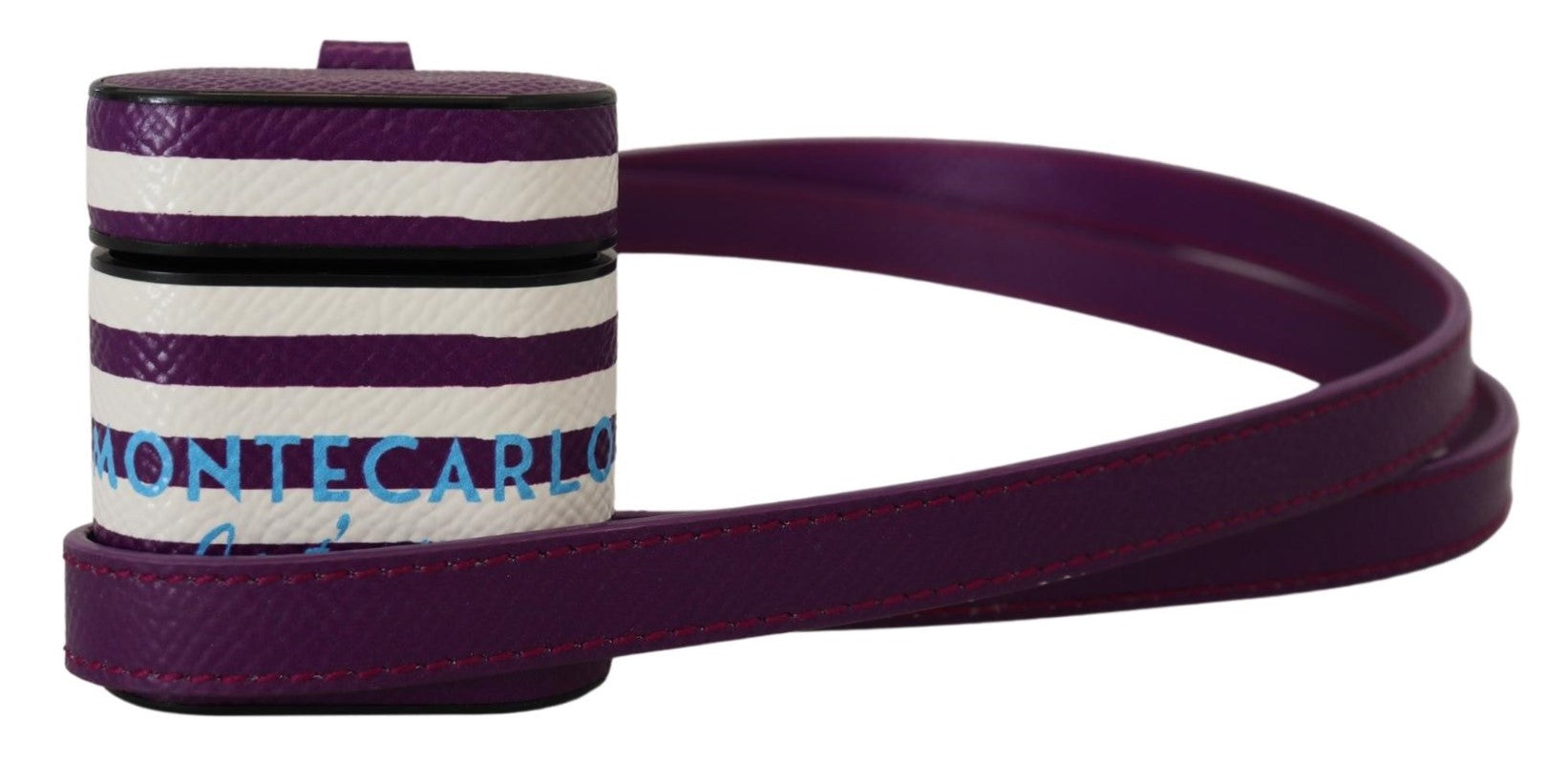 Dolce & Gabbana Dolce & Gabbana Purple Leather Strap Gold Metal Logo Airpods Women's Case