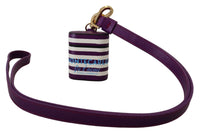 Dolce & Gabbana Dolce & Gabbana Purple Leather Strap Gold Metal Logo Airpods Women's Case