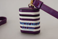 Dolce & Gabbana Dolce & Gabbana Purple Leather Strap Gold Metal Logo Airpods Women's Case