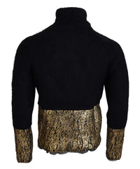 Dolce & Gabbana Black Gold Turtleneck Mohair Pullover Mens Men's Sweater