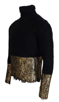 Dolce & Gabbana Black Gold Turtleneck Mohair Pullover Mens Men's Sweater