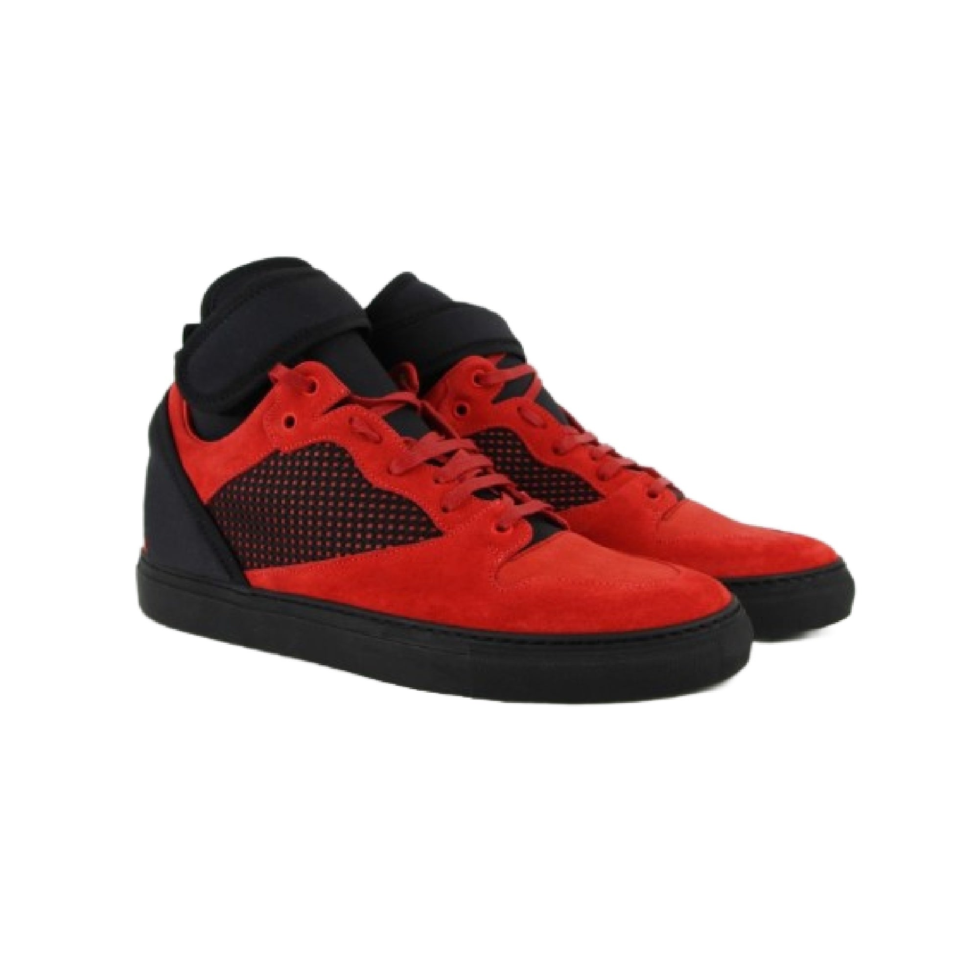 Balenciaga Balenciaga Men's High Top Black / Red Suede Leather Sneakers