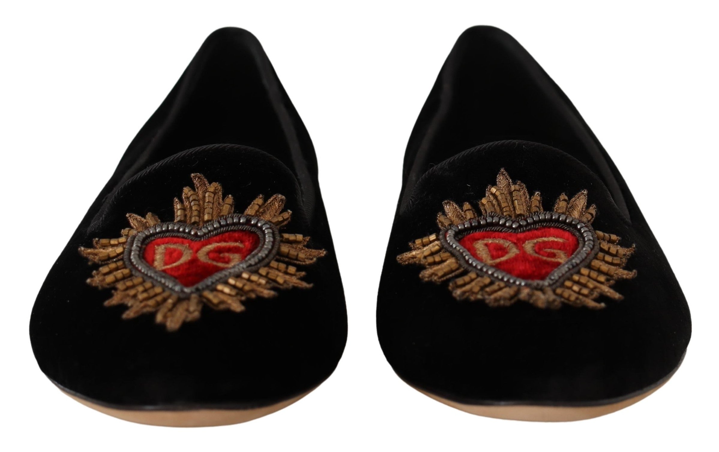 Dolce & Gabbana Dolce & Gabbana Black DG Sacred Heart Patch Slip On Flat Women's Shoes