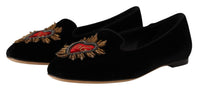 Dolce & Gabbana Dolce & Gabbana Black DG Sacred Heart Patch Slip On Flat Women's Shoes