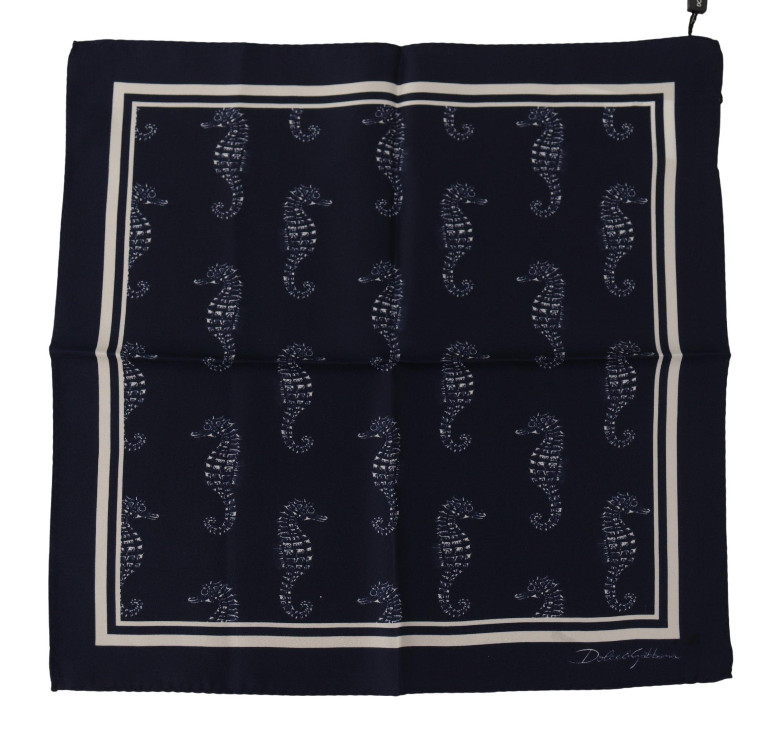 Dolce & Gabbana Elegant Blue Seahorse Silk Men's Men's Scarf