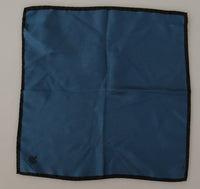 Dolce & Gabbana Black Blue DG Crown Printed Square Handkerchief Men's Scarf