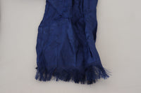 Costume National Blue Silk Shawl Foulard Fringes Women's Scarf