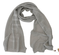 John Galliano Gray Logo Knitted Neck Wrap Shawl Foulard Women's Scarf