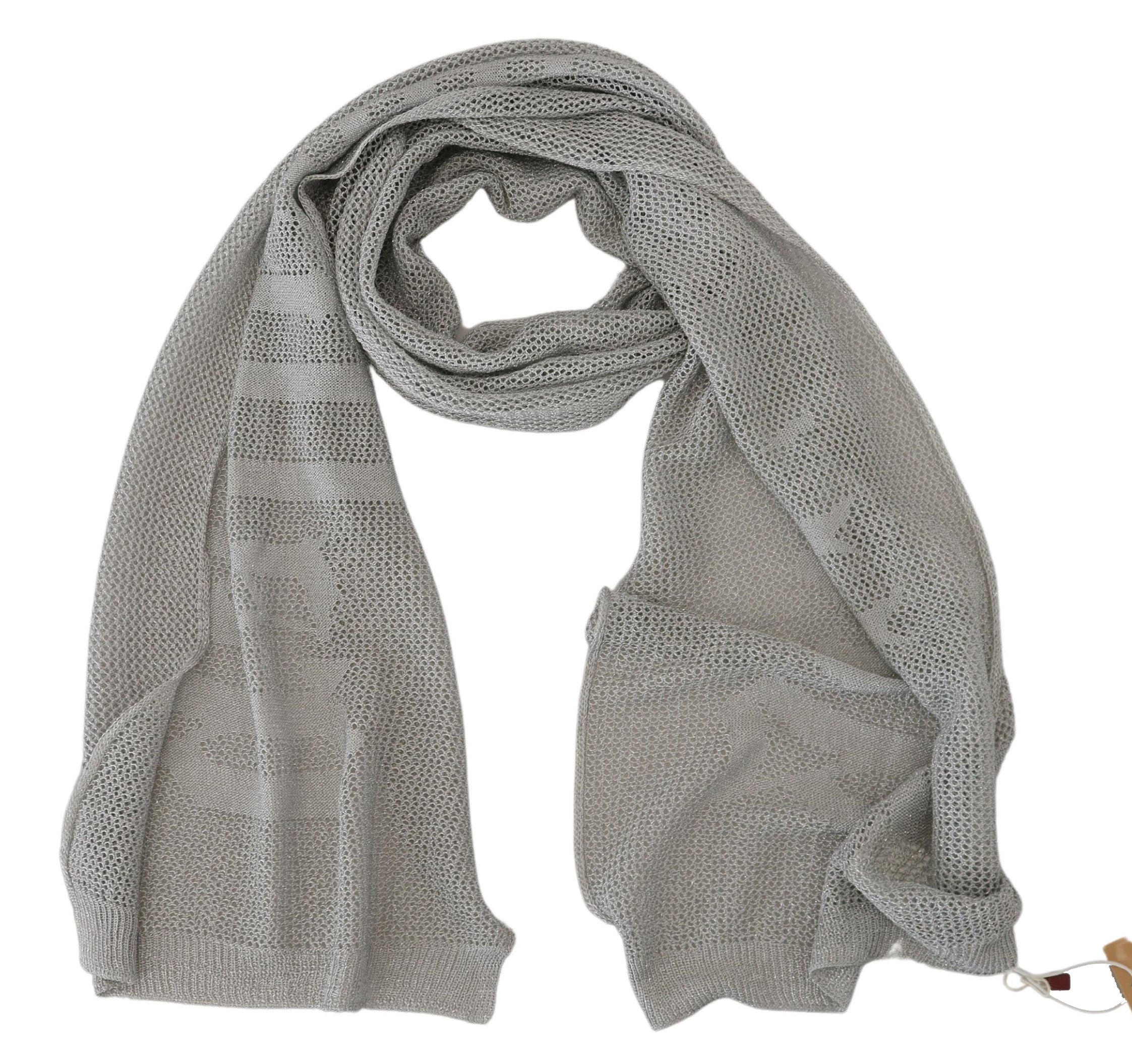 John Galliano Gray Logo Knitted Neck Wrap Shawl Foulard Women's Scarf