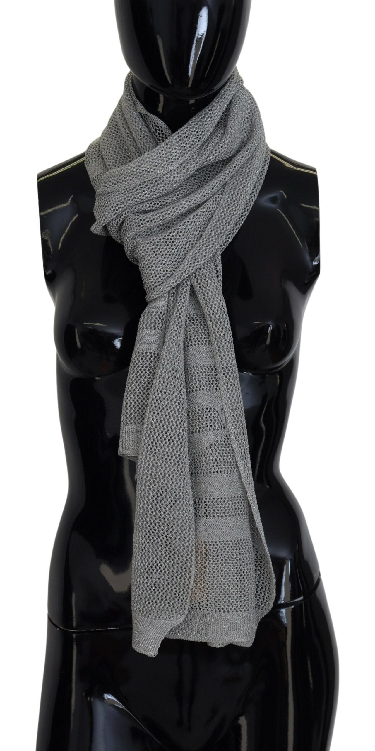 John Galliano Gray Logo Knitted Neck Wrap Shawl Foulard Women's Scarf