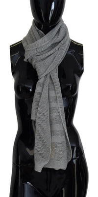 John Galliano Gray Logo Knitted Neck Wrap Shawl Foulard Women's Scarf
