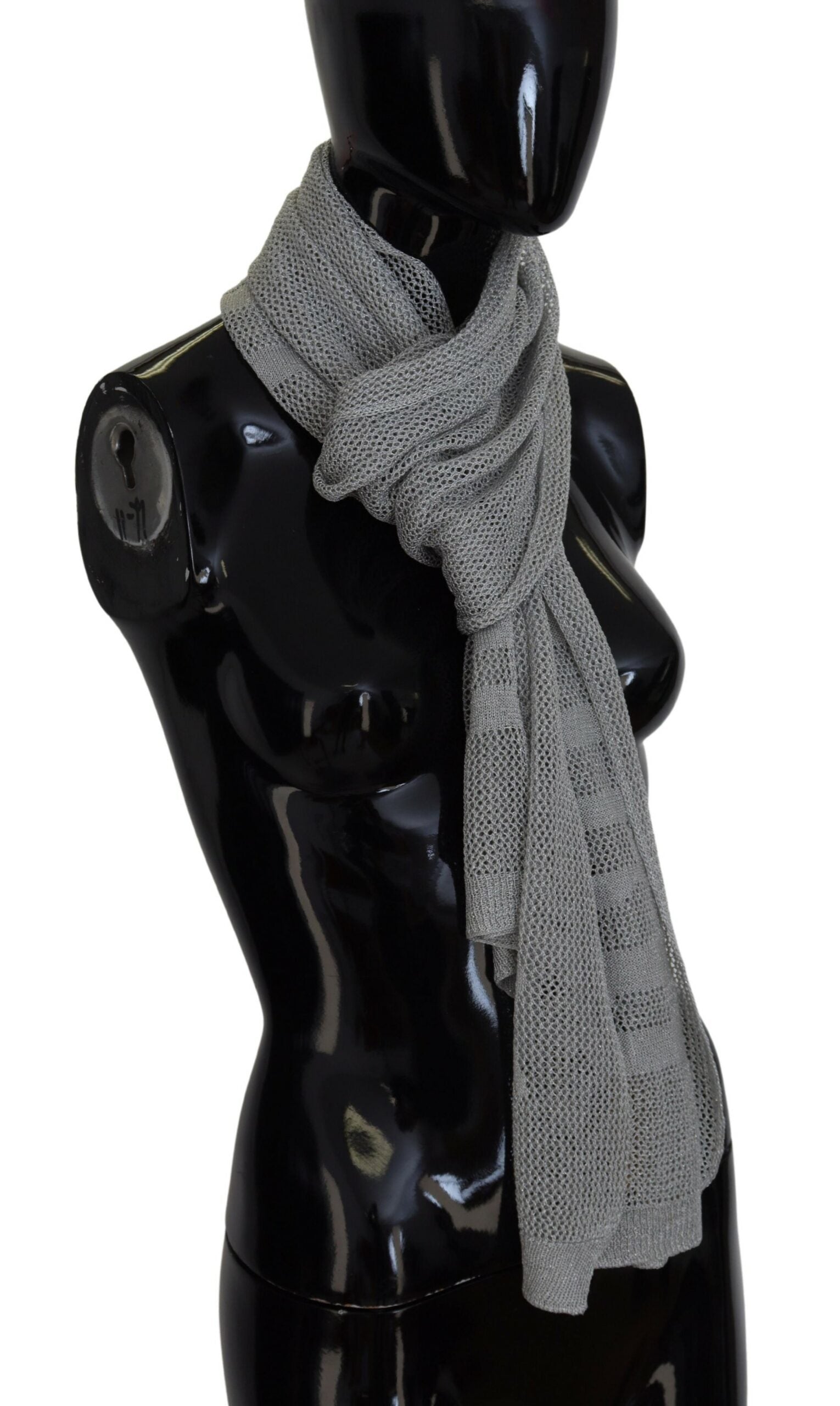 John Galliano Gray Logo Knitted Neck Wrap Shawl Foulard Women's Scarf