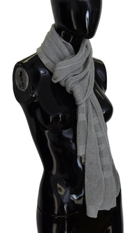 John Galliano Gray Logo Knitted Neck Wrap Shawl Foulard Women's Scarf
