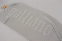 John Galliano Gray Logo Knitted Neck Wrap Shawl Foulard Women's Scarf