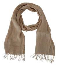 Costume National Beige Cotton Shawl Foulard Fringe Women's Scarf