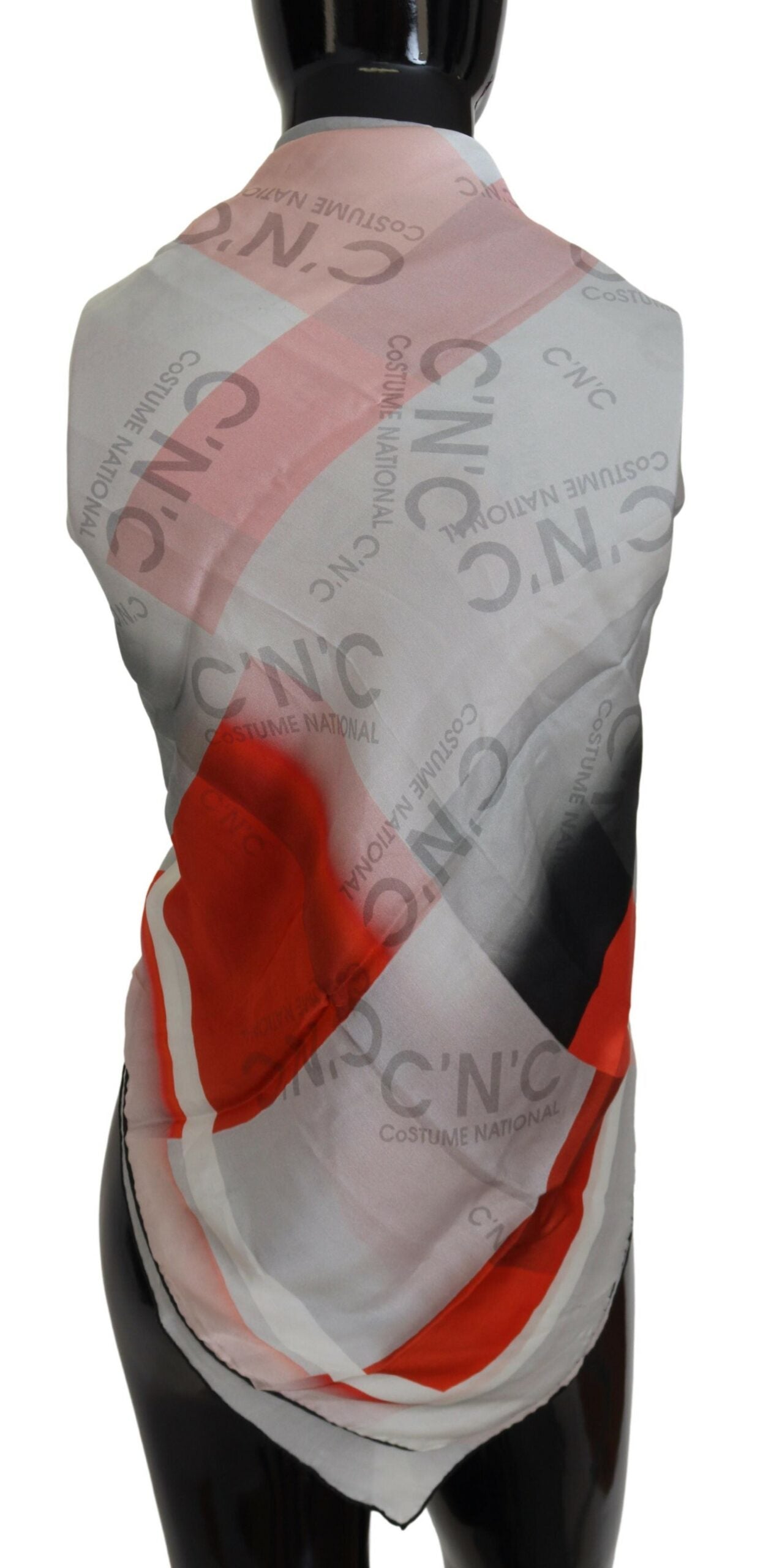 Costume National Gray Red Shawl Foulard Wrap Women's Scarf