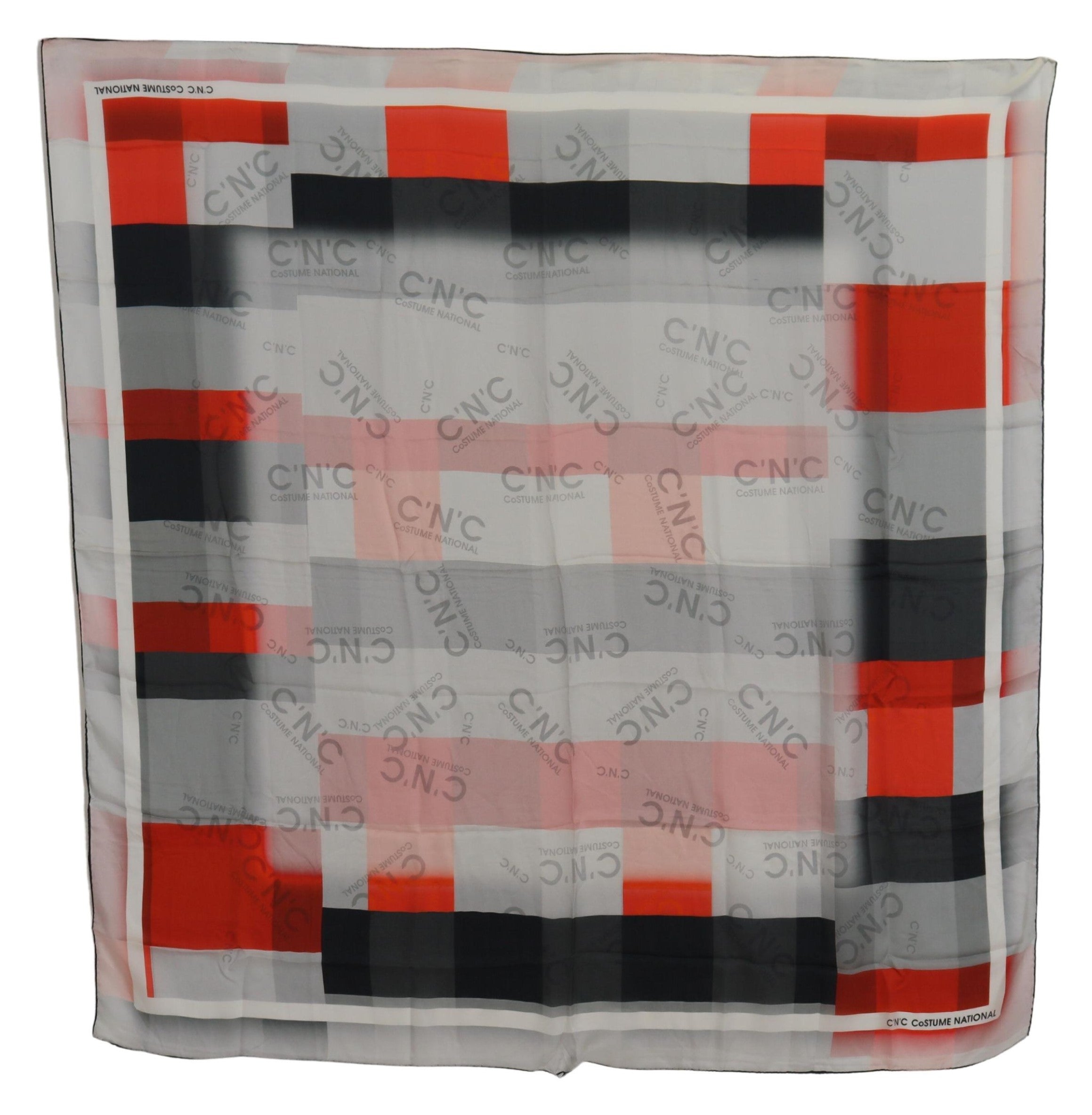 Costume National Gray Red Shawl Foulard Wrap Women's Scarf