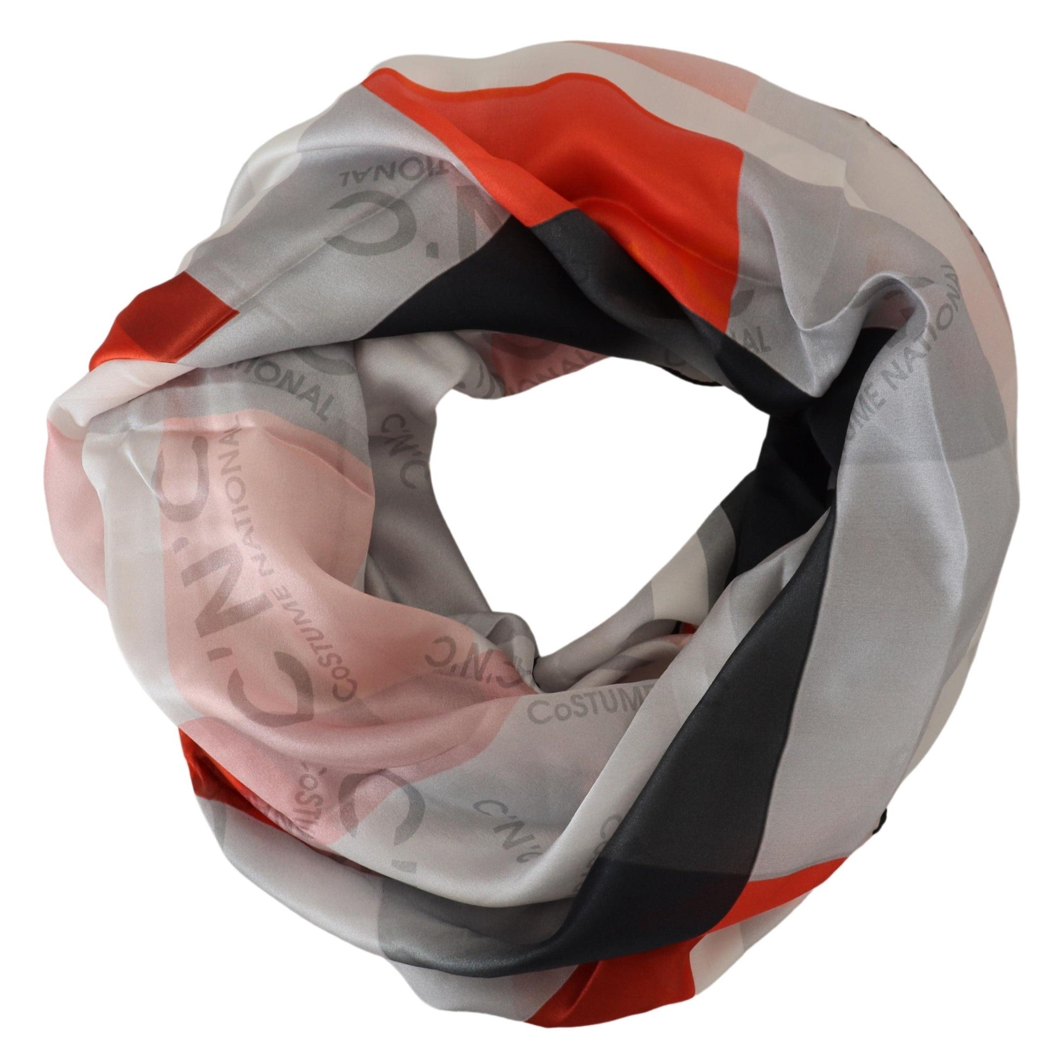 Costume National Gray Red Shawl Foulard Wrap Women's Scarf