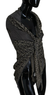 Costume National Gray Logo Knit Neck Wrap Shawl Women's Scarf