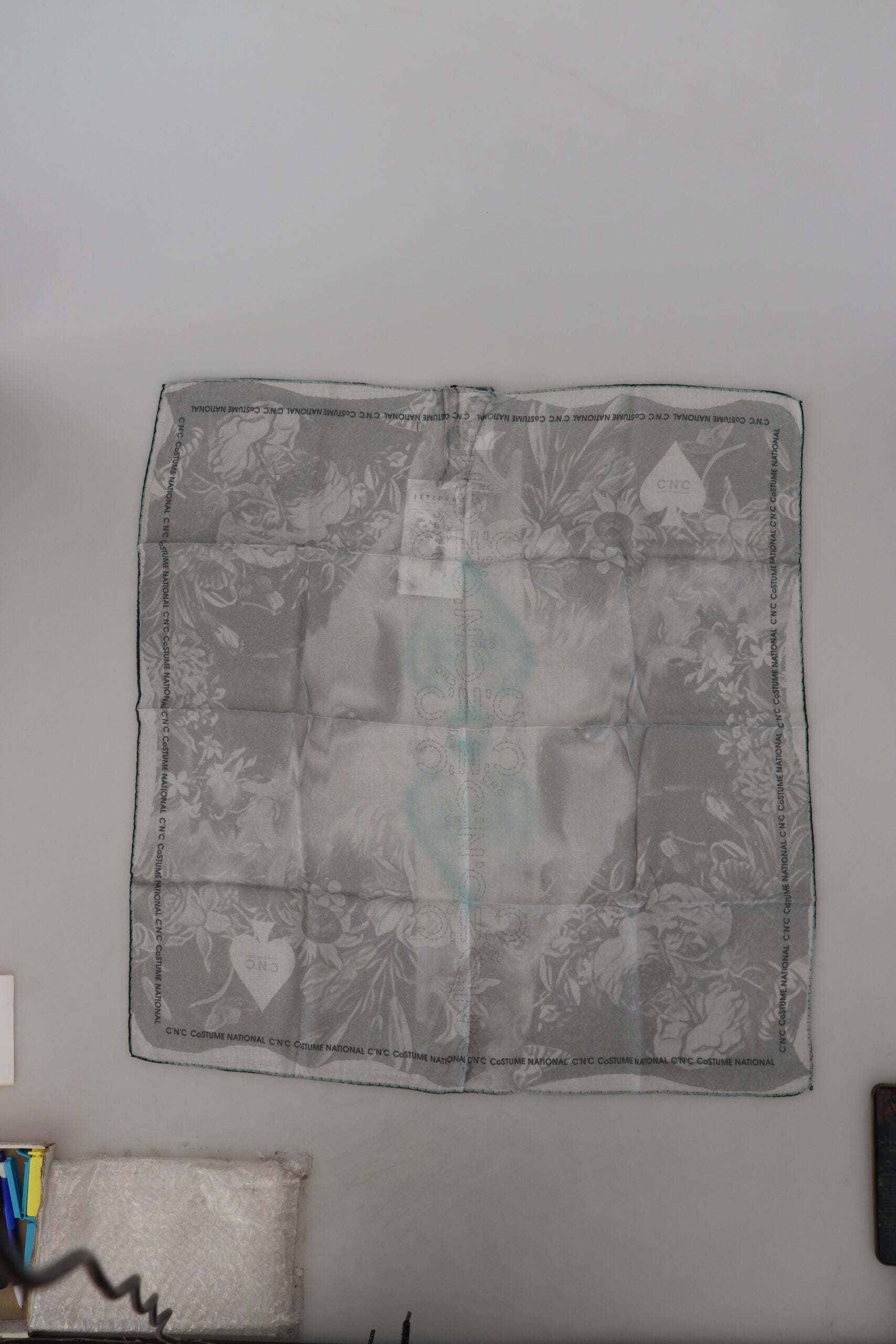 Costume National Gray Print Shawl Foulard Branded Women's Scarf