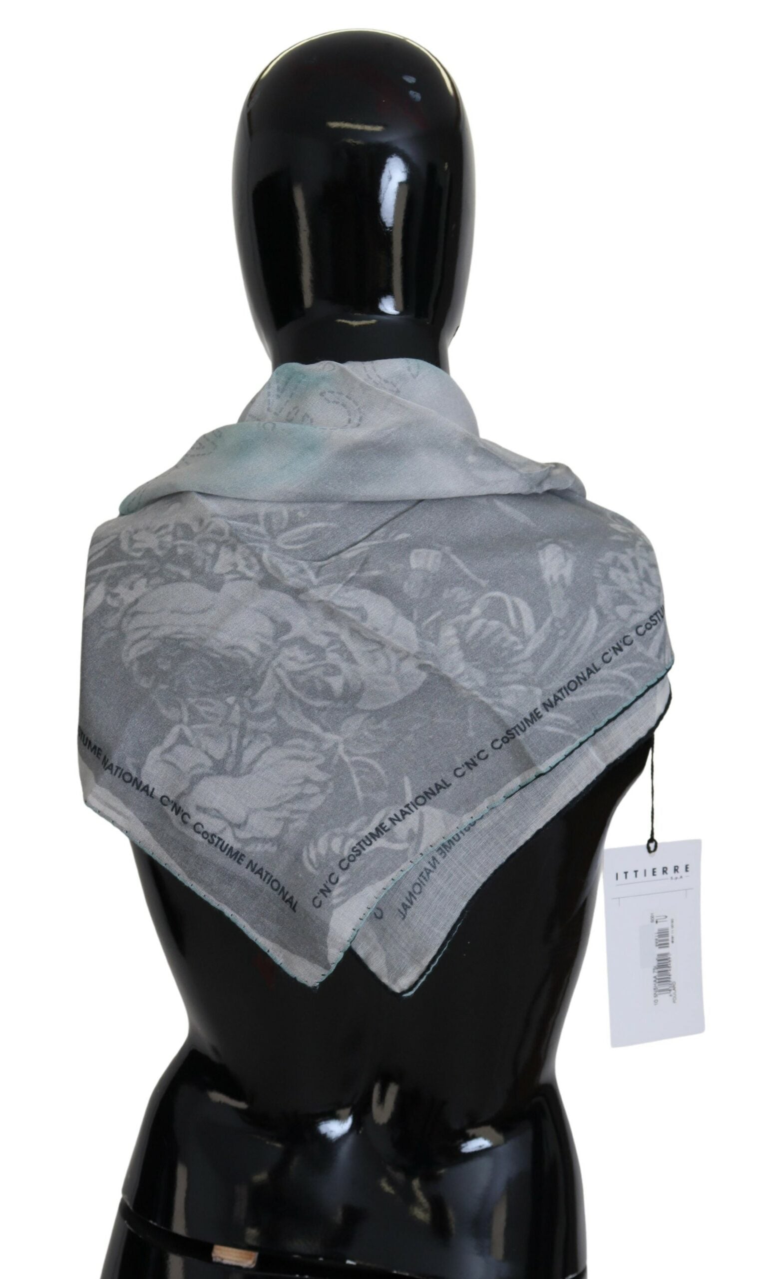 Costume National Gray Print Shawl Foulard Branded Women's Scarf