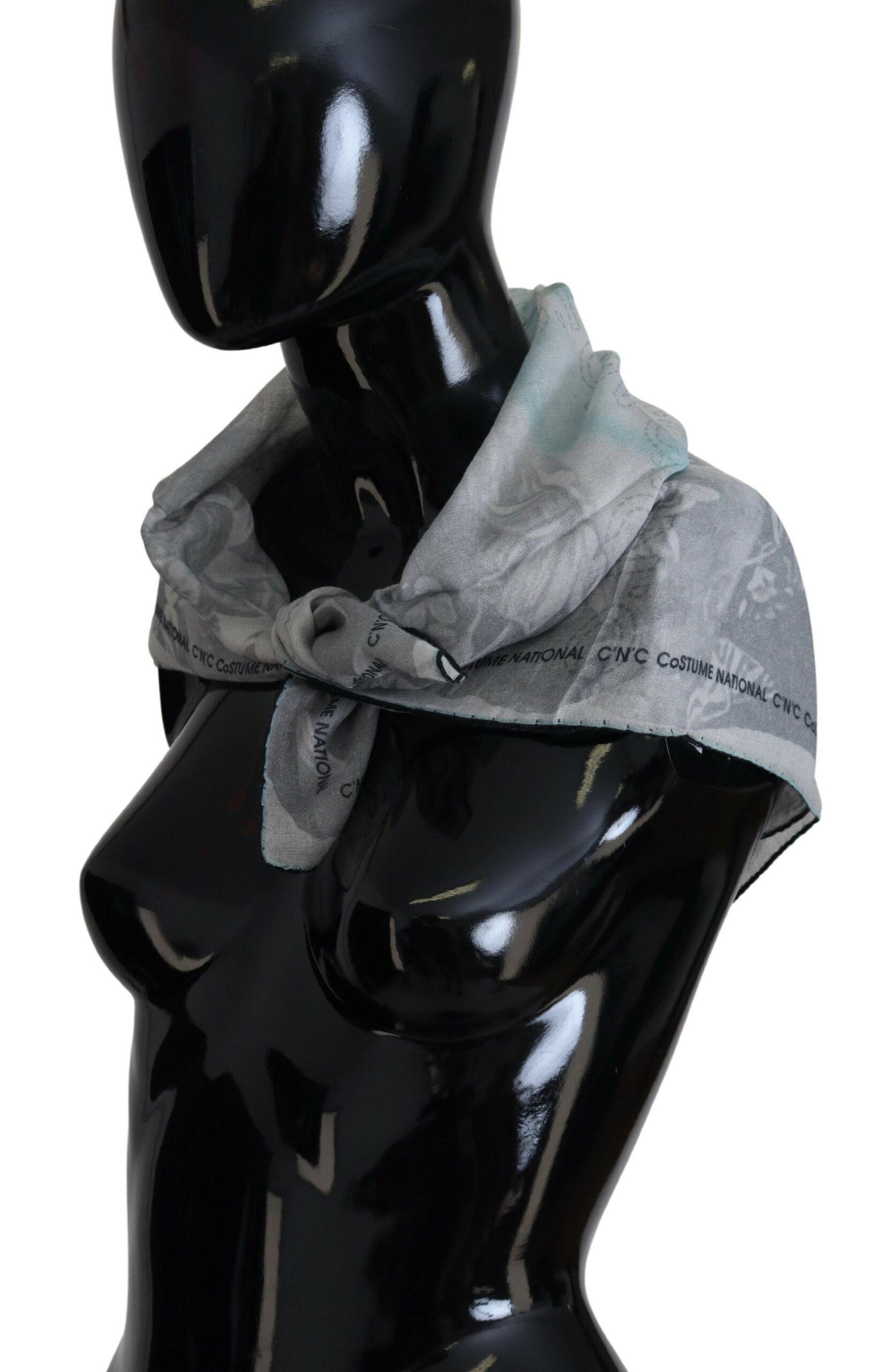 Costume National Gray Print Shawl Foulard Branded Women's Scarf