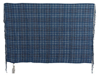 Costume National Blue Linen Shawl Foulard Fringes Women's Scarf