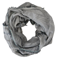 Costume National Gray Print Shawl Foulard Fringes Women's Scarf