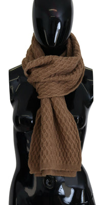 Dolce & Gabbana Dark Brown Wrap Shawl Knitted Camel Women's Scarf