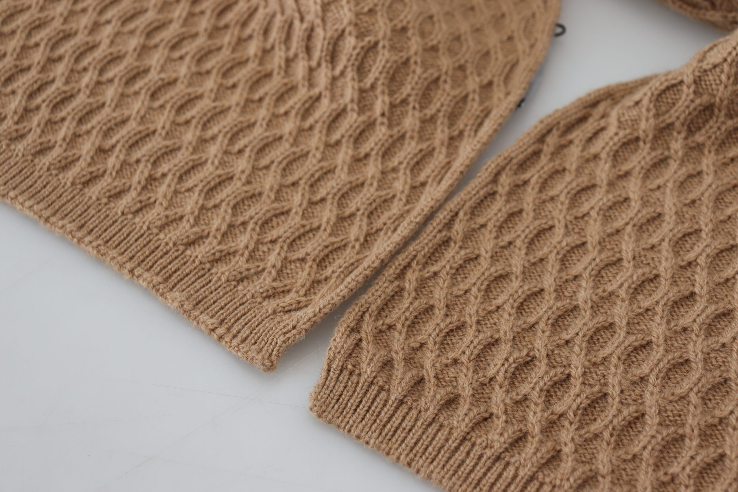 Dolce & Gabbana Dark Brown Wrap Shawl Knitted Camel Women's Scarf